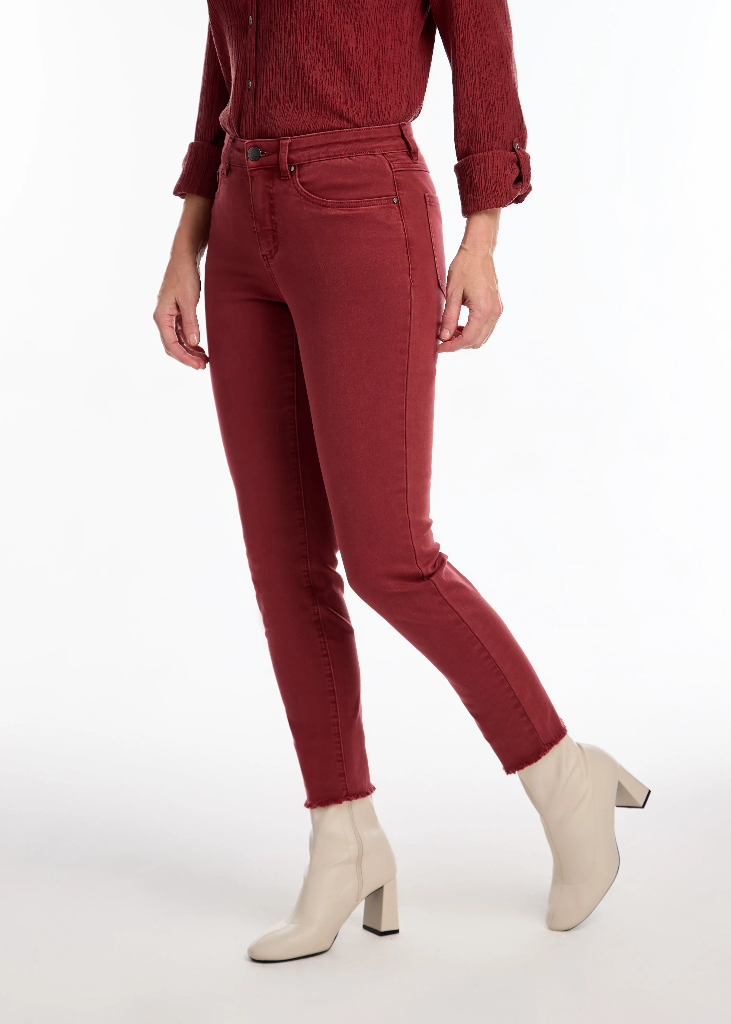 Olivia Slim Ankle Denim, Rust Red