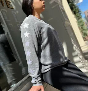 PLUS Size - Babsie Light Grey - Iridescent Stars Crewneck Sweatshirt