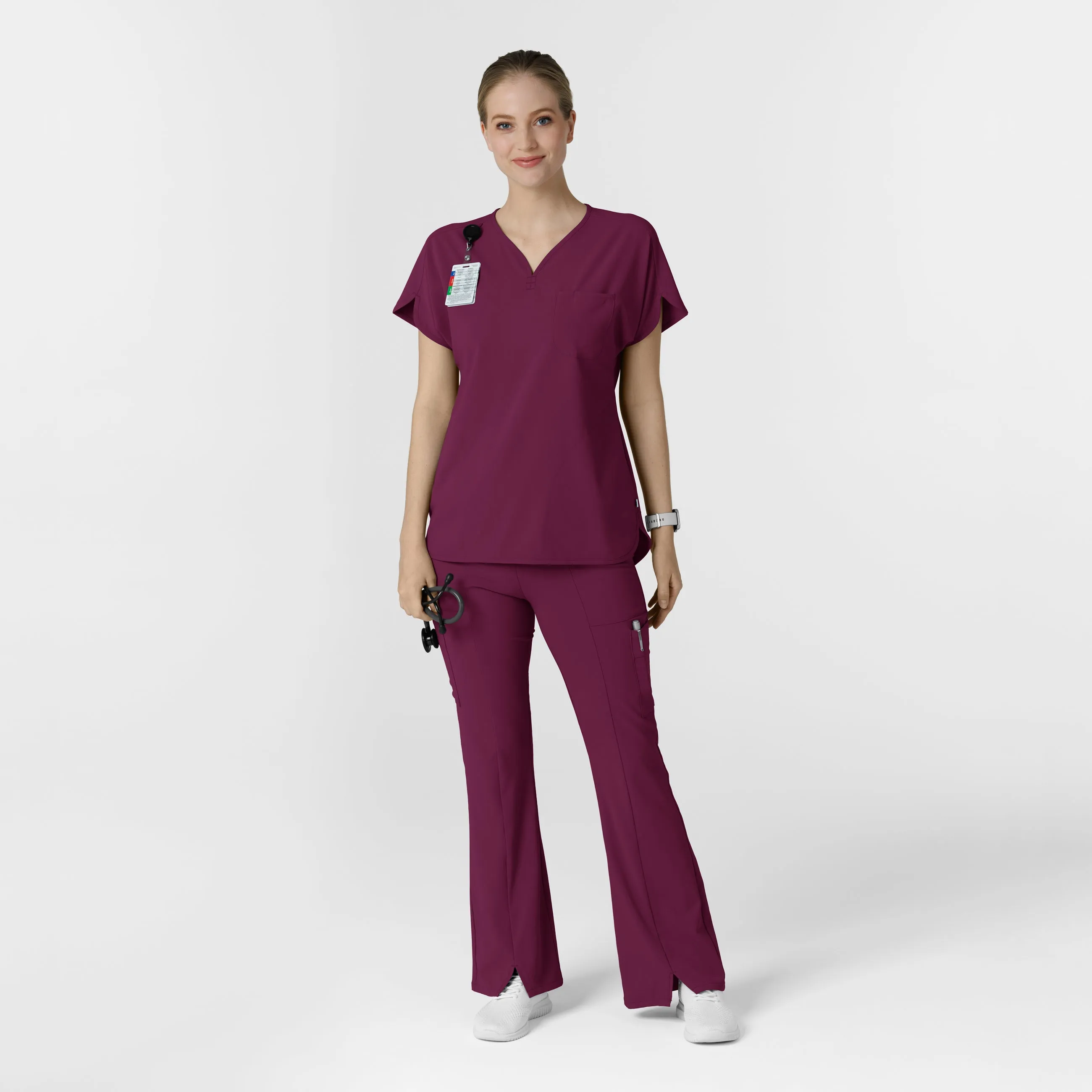 RENEW Women's Dolman Scrub Top - Wine