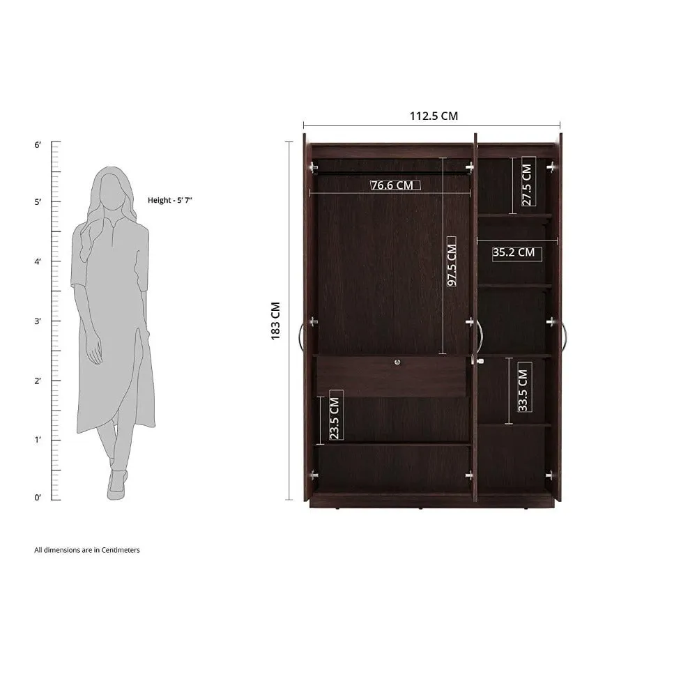 Rolx Medusa Engineered Wood Wardrobe Wenge Finish