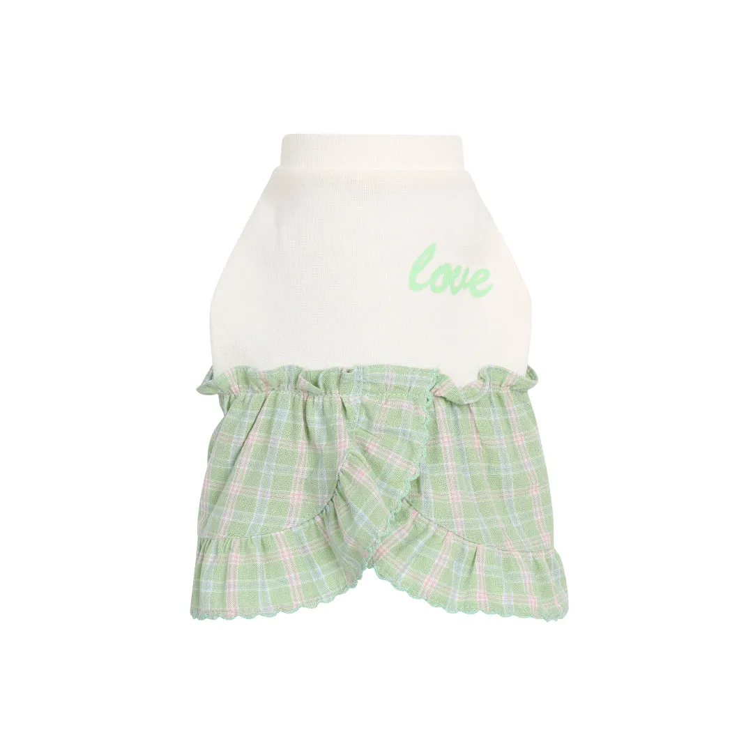 Ruffle Around T-shirt Dress- Green