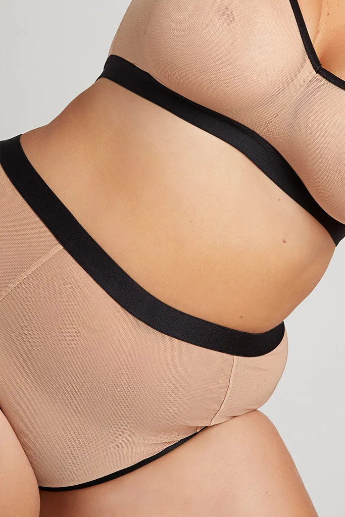 Sieve High-Waist Brief in Buff   Black