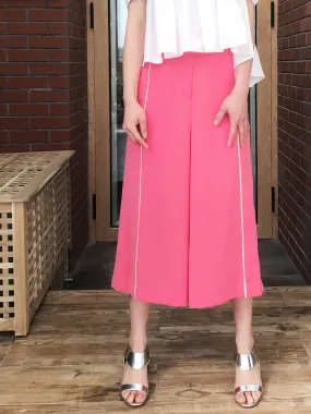 SPECIAL! Edge Piping Cropped Pink Trousers