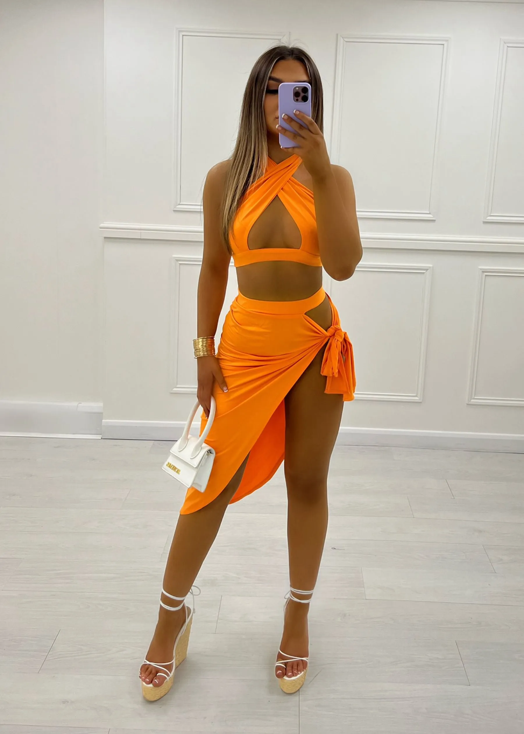 Sweet Love Cut Out Two Piece - Orange