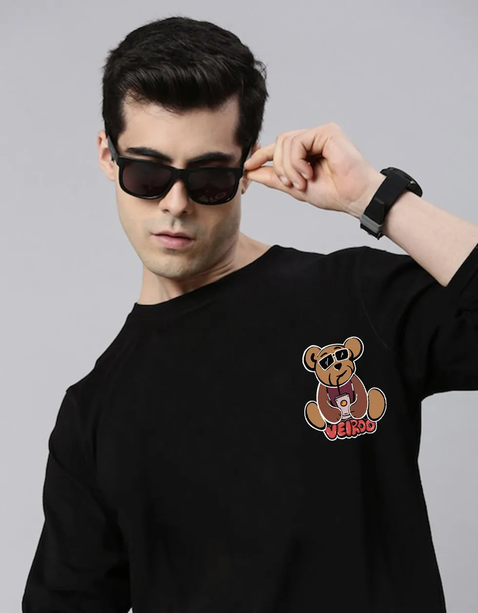 Teddy Black Back Graphic Printed Full Sleeve Tshirt