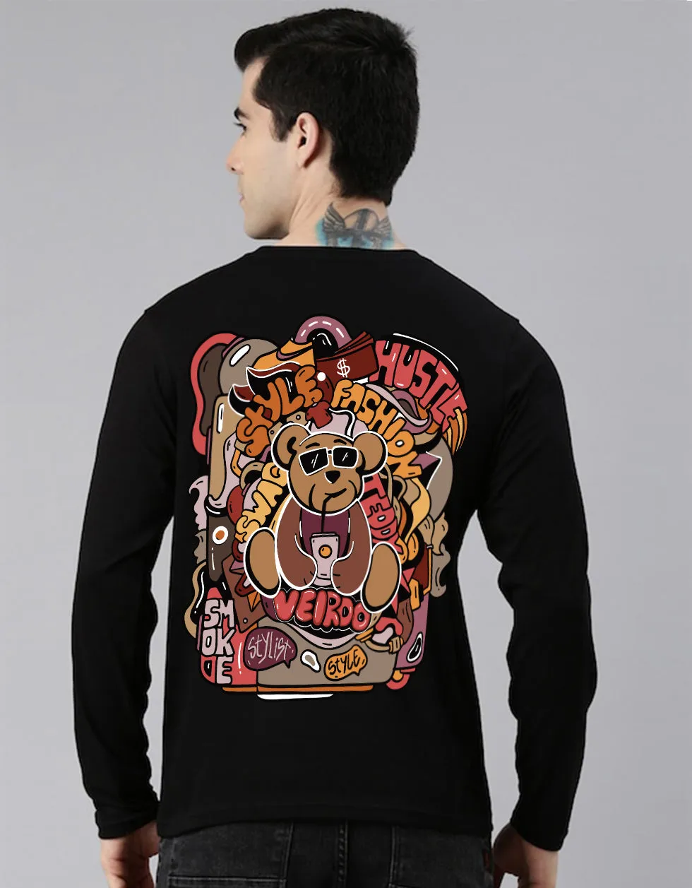 Teddy Black Back Graphic Printed Full Sleeve Tshirt