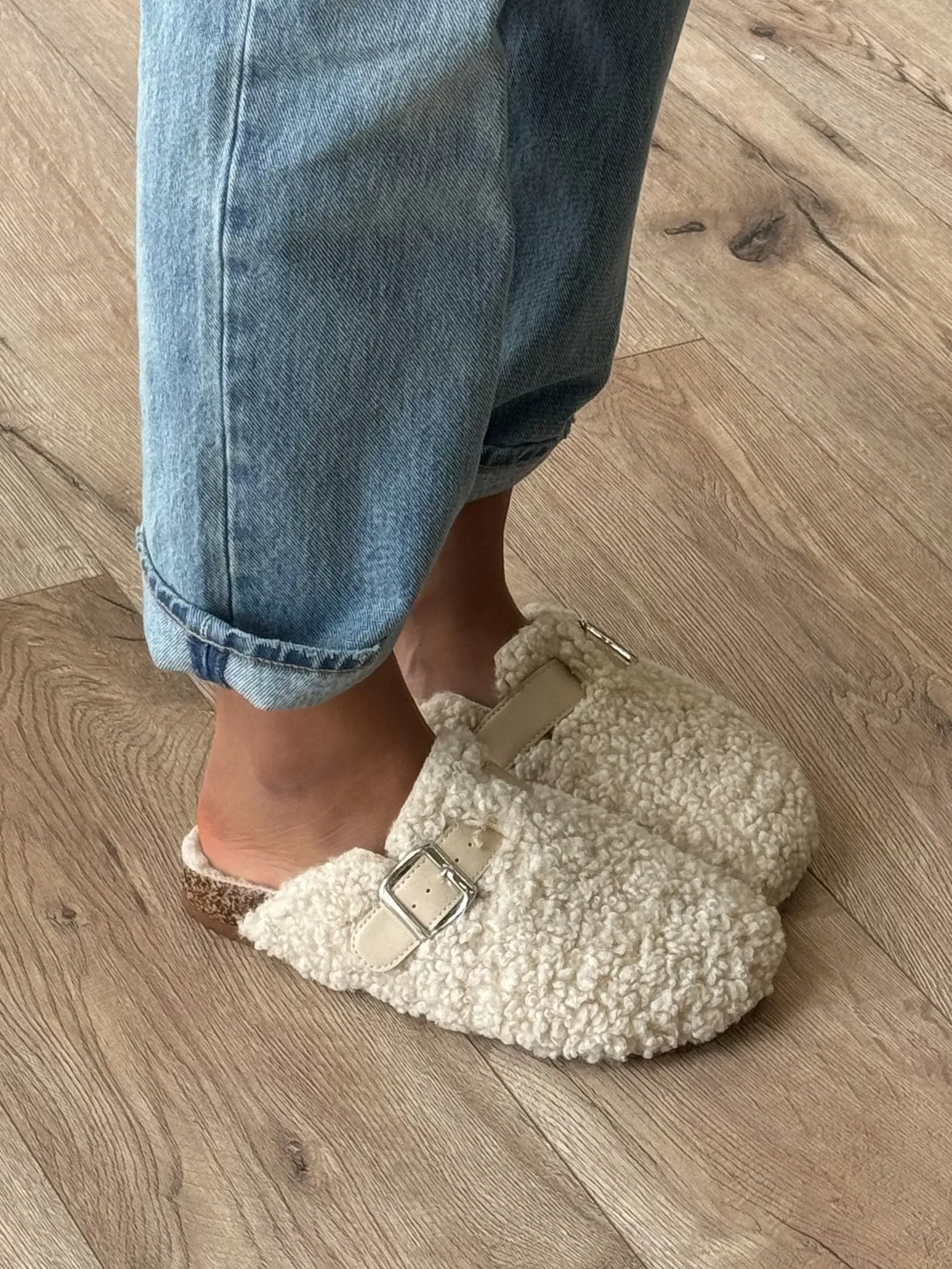 Teddy Buckle Clogs | Ivory