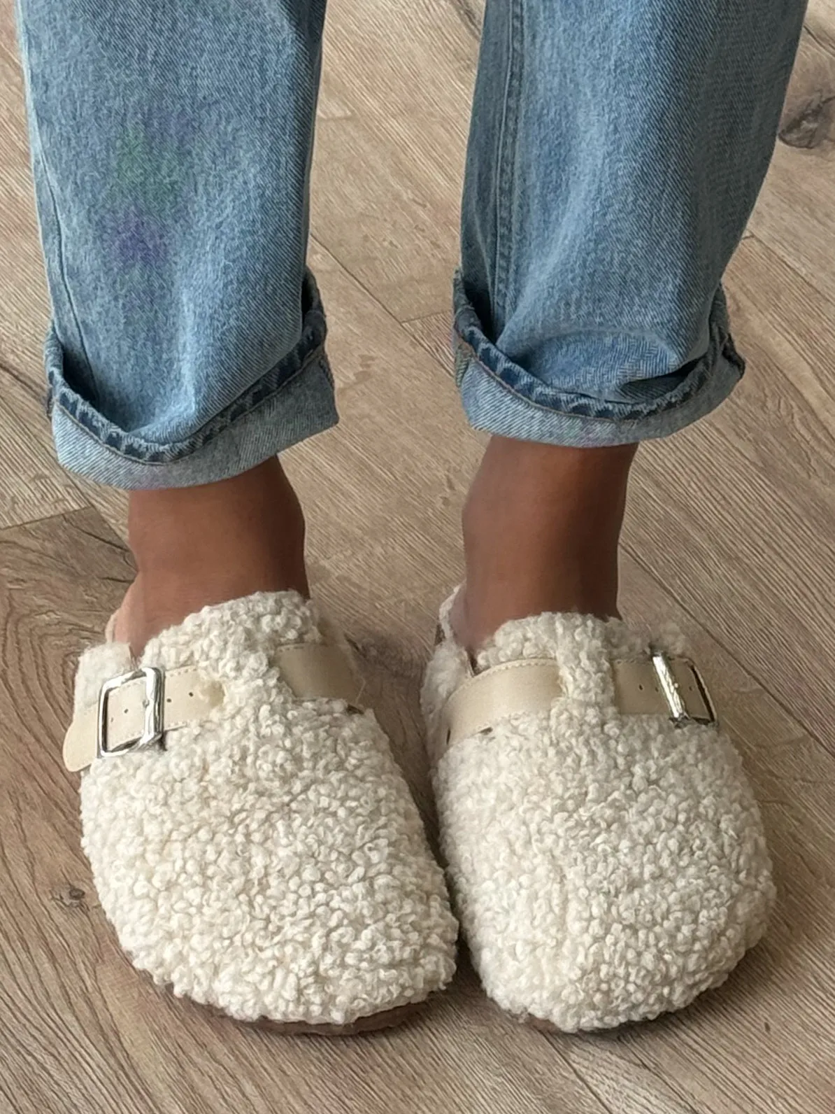 Teddy Buckle Clogs | Ivory