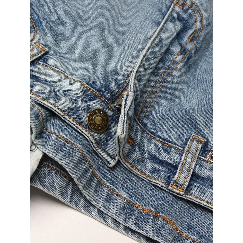 The Genie High Waist Denim Shorts - Blue
