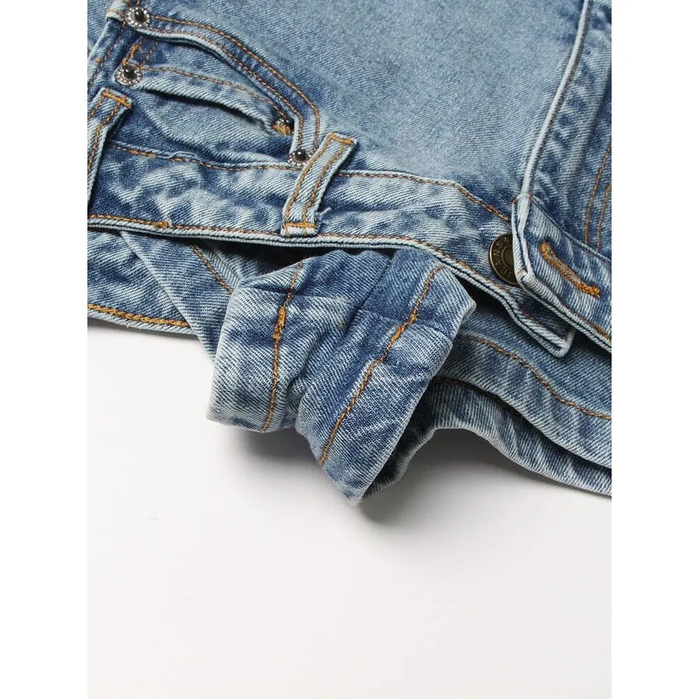 The Genie High Waist Denim Shorts - Blue