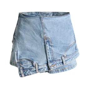 The Genie High Waist Denim Shorts - Blue