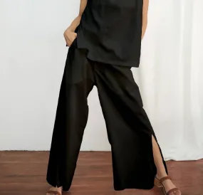 The Wide Pleated Trousers Black