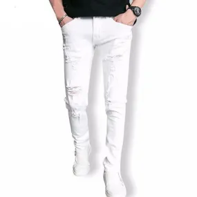 West Louis™ Fashion White Ripped Jeans