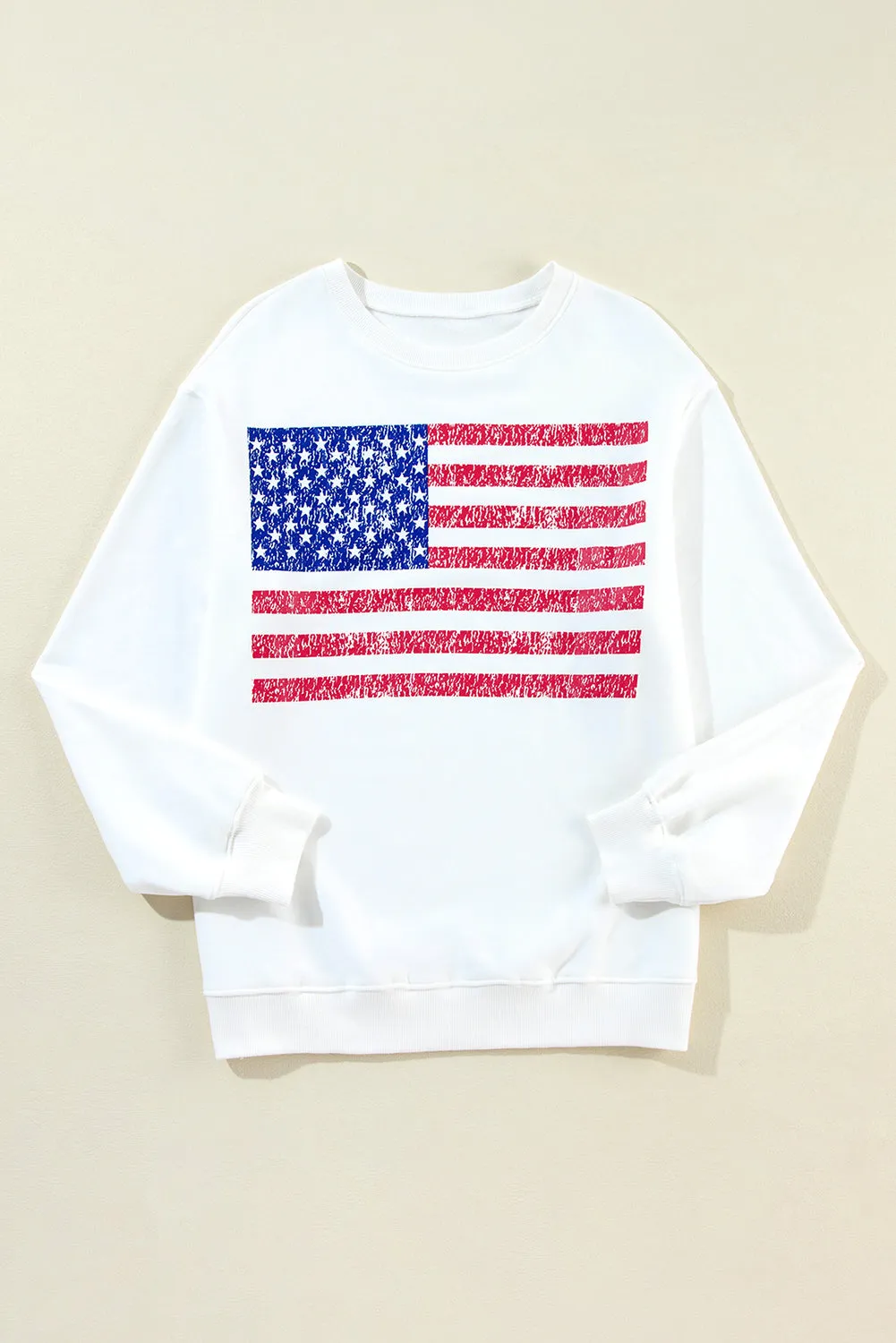 White American Flag Graphic Drop Shoulder Loose Sweatshirt