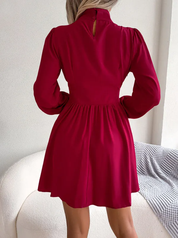 Women's High Neck Front Split Swing Dress