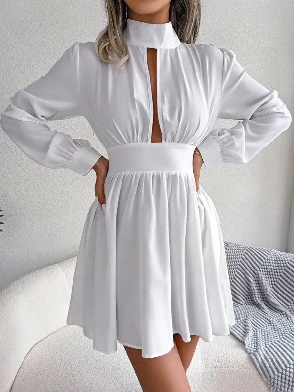 Women's High Neck Front Split Swing Dress