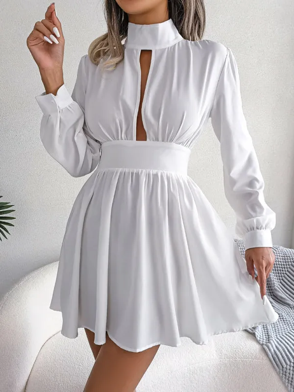 Women's High Neck Front Split Swing Dress