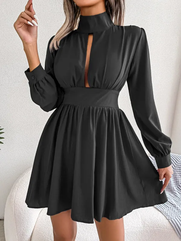 Women's High Neck Front Split Swing Dress