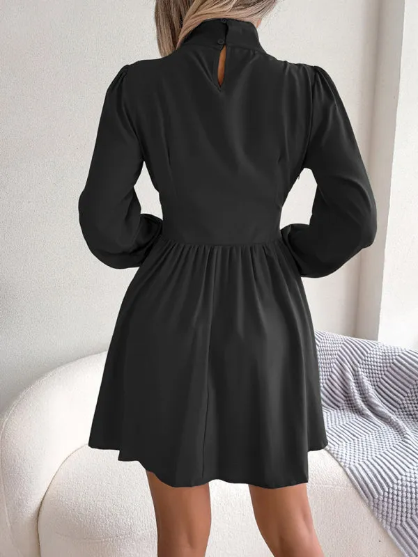 Women's High Neck Front Split Swing Dress