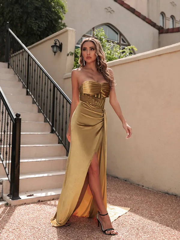 Womens Korean Velvet Tube Top Hollow Dress
