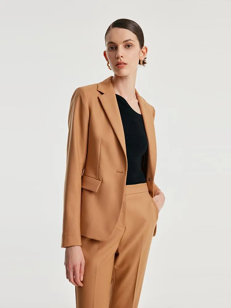 Worsted Woolen One Button Women Blazer