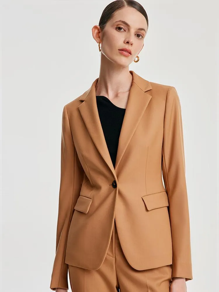 Worsted Woolen One Button Women Blazer