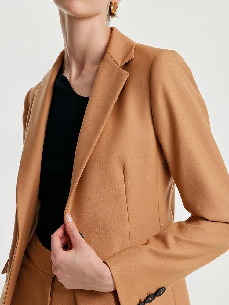 Worsted Woolen One Button Women Blazer