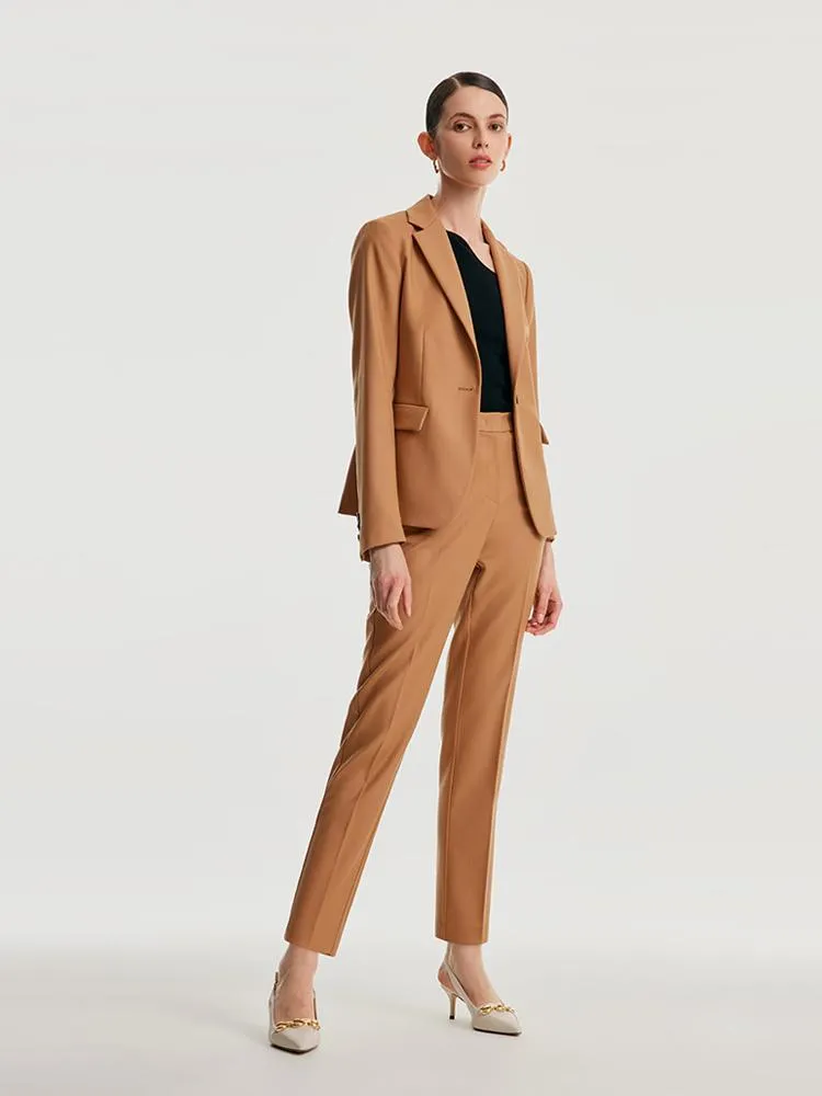 Worsted Woolen One Button Women Blazer